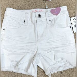 NWT Yumi White Denim High Waisted Destructed Shorts Girls Sz 7
